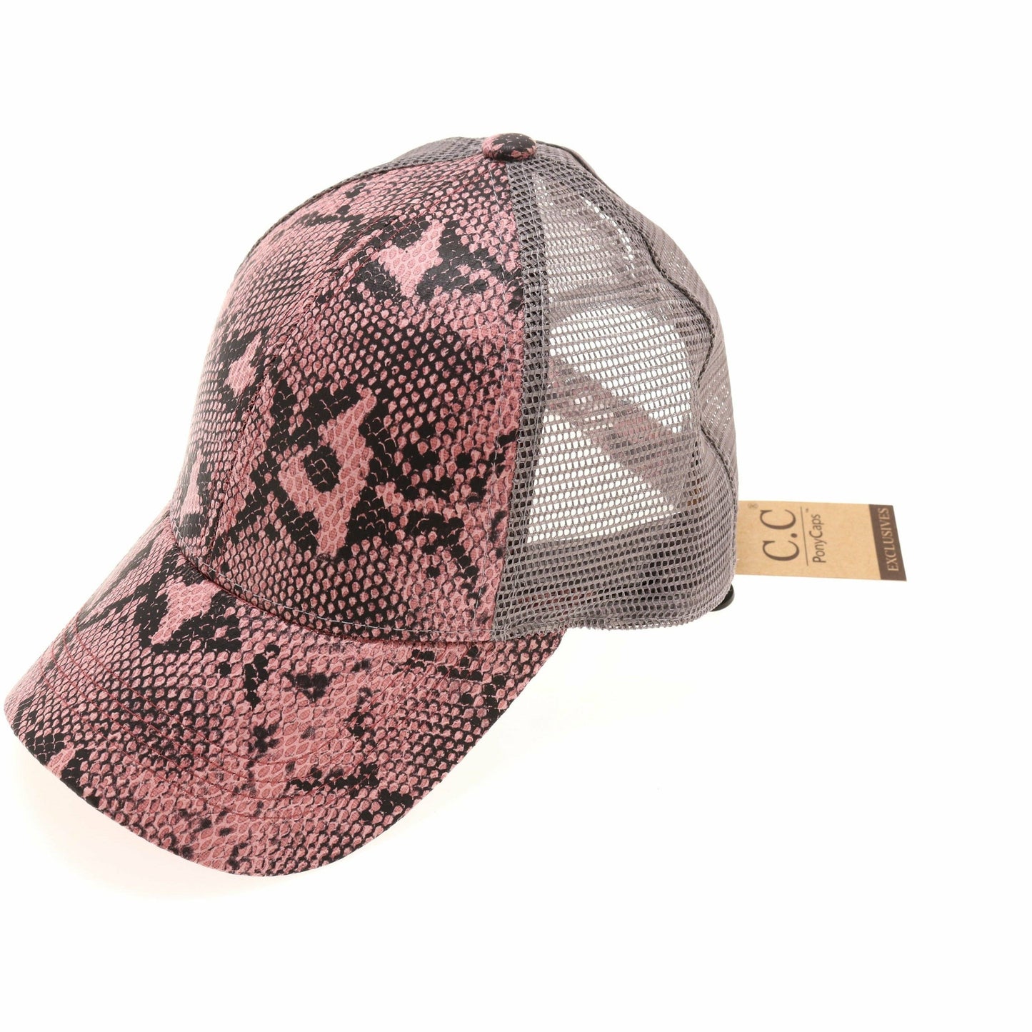 Matte Snake Print High Ponytail CC Ball Cap
