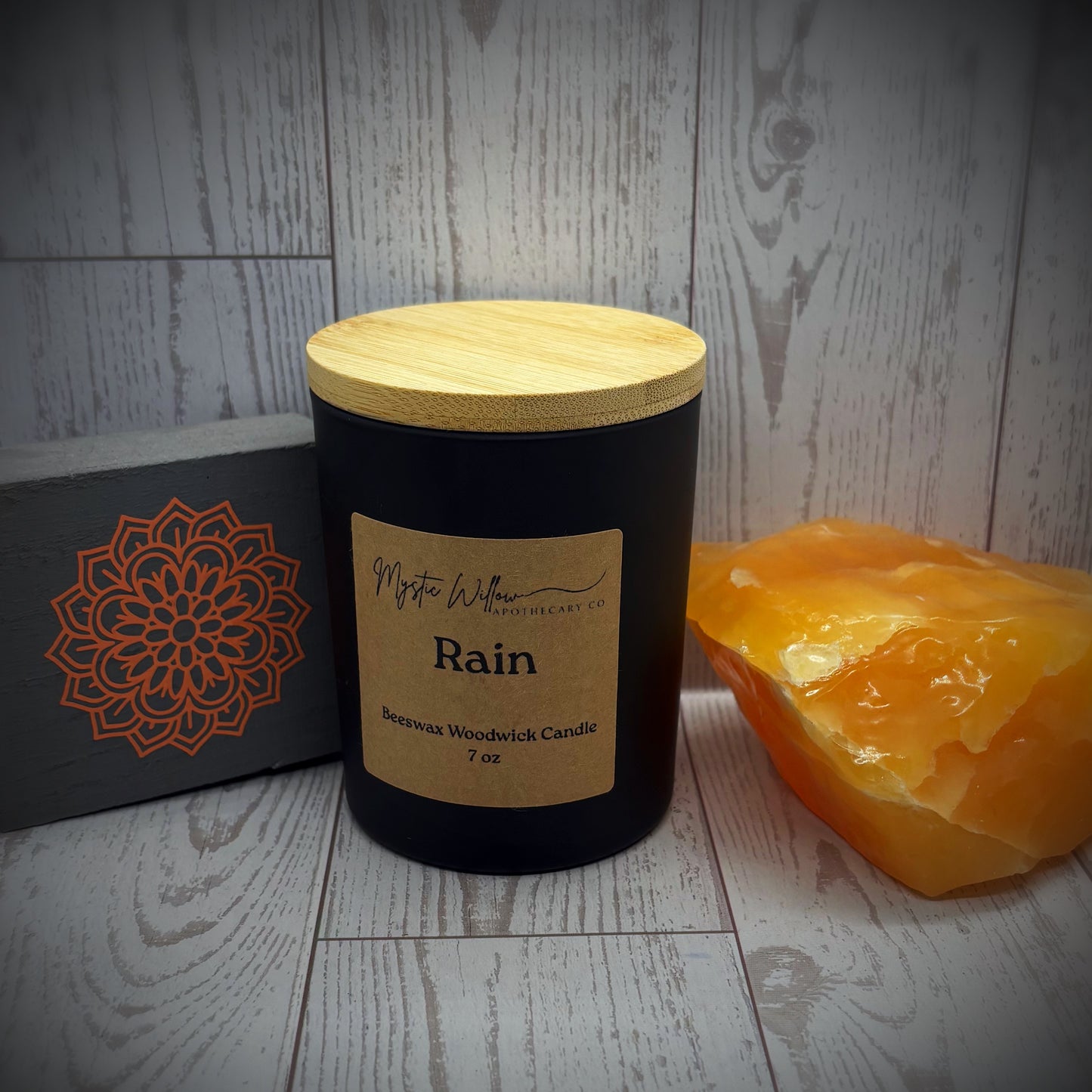 Beeswax Wood Wick Candle 7 oz - Rain