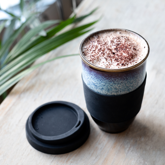 Monsoon Ceramic Mug – 12oz Reusable Cup with Lid