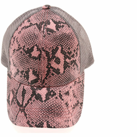 Matte Snake Print High Ponytail CC Ball Cap