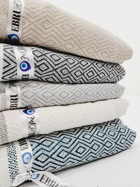 Throw Blanket - Cotton -Hand woven