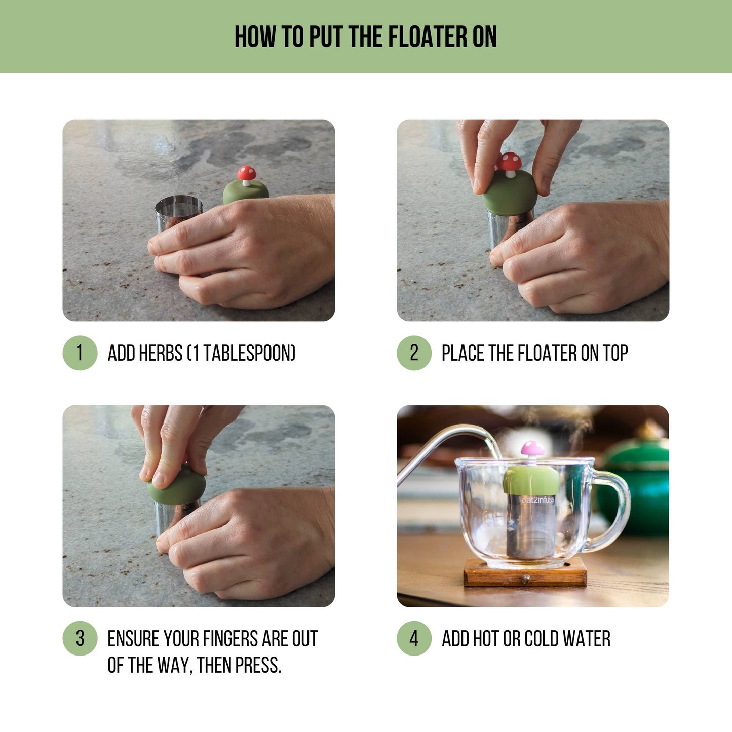 Orange Fox | Floating Tea Steeper | Green Base | White Strip