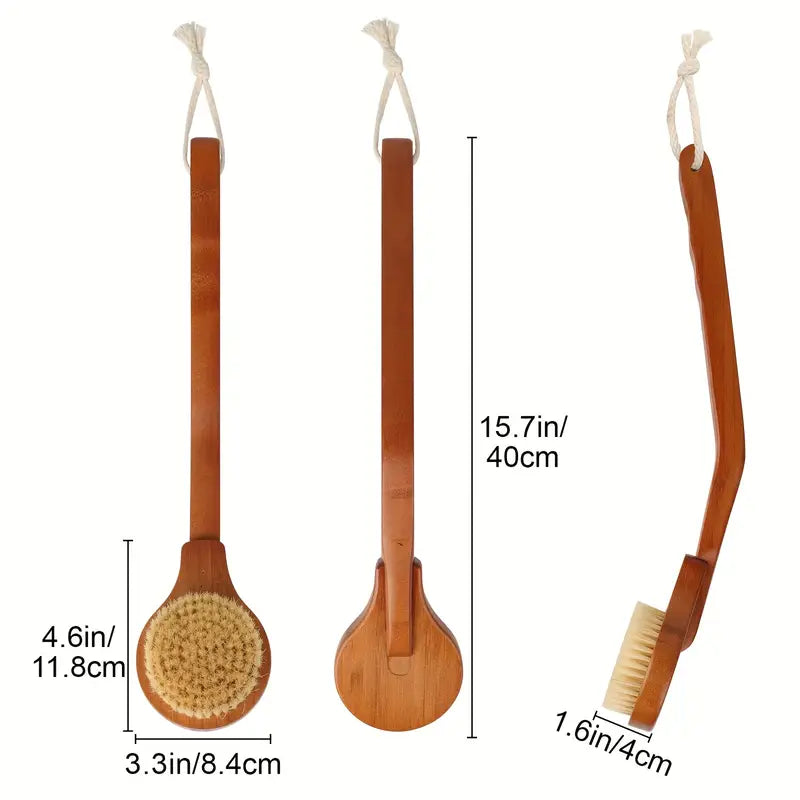 Ergonomic Bamboo Wooden Bath Brush