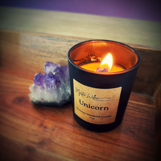 Beeswax Wood Wick Candle 7 oz - Unicorn