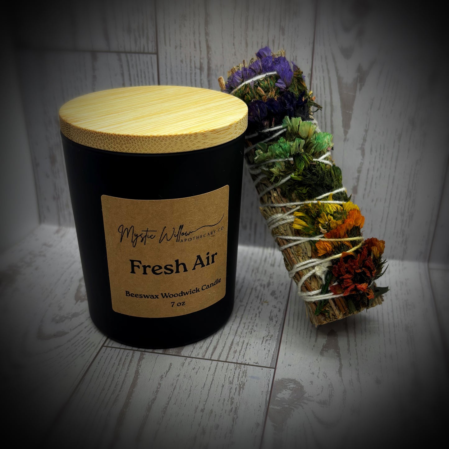 Beeswax Wood Wick Candle 7 oz - Fresh Air